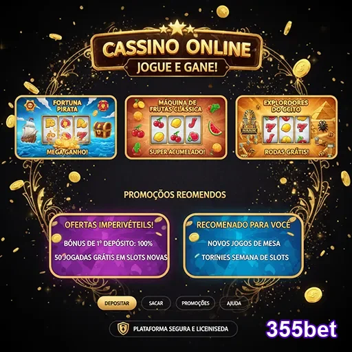 Imagem de slots e jogos de cassino ao vivo na 355bet Brasil